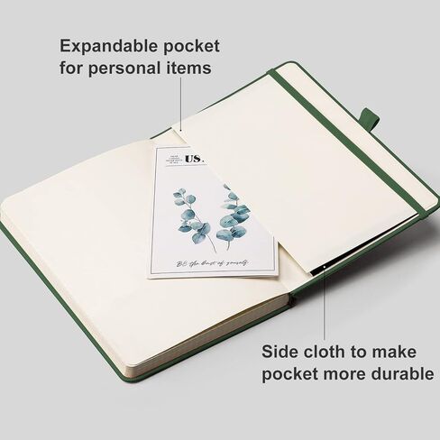 AHGXG Dotted Bullet Grid Journal 2 Pack - A5 Dot Grid Notebook Softcover, Medium 5.75'' × 8.38'', 320 Numbered Pages, 120gsm Thick Dotted Paper, Soft Leather Cover (Black Green) in Kuwait