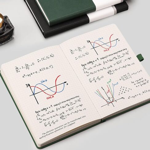 AHGXG Dotted Bullet Grid Journal 2 Pack - A5 Dot Grid Notebook Softcover, Medium 5.75'' × 8.38'', 320 Numbered Pages, 120gsm Thick Dotted Paper, Soft Leather Cover (Black Green) in Kuwait