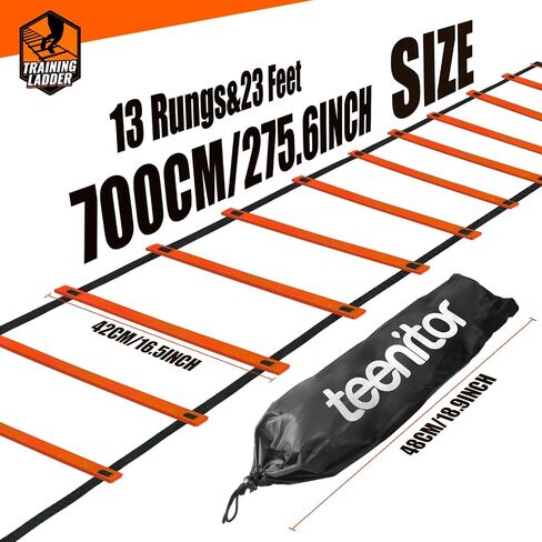 Teenitor Agility Ladder 21 Rung 29.5ft Speed Ladder Training Ladder for Soccer, Speed, Football Fitness Feet Training Carry Bag Agility Training Equipment, Sports Agility Ladders for Kids in Saudi Arabia