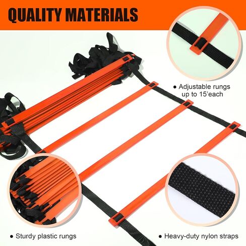 Teenitor Agility Ladder 21 Rung 29.5ft Speed Ladder Training Ladder for Soccer, Speed, Football Fitness Feet Training Carry Bag Agility Training Equipment, Sports Agility Ladders for Kids in Saudi Arabia