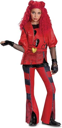 Disguise Girls Descendants Red Deluxe Costume, Official Disney Descendants the Rise of Red Costume Jumpsuit, Wig Not Included in Kuwait