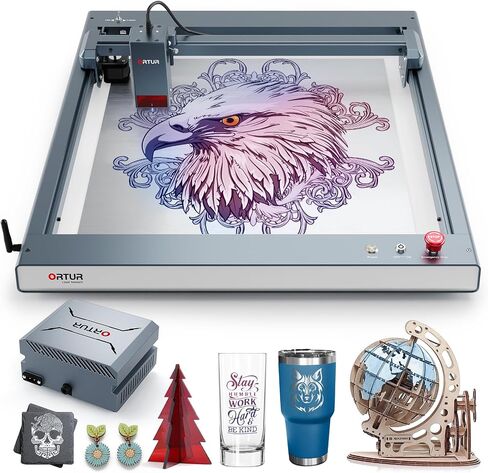 ORTUR Laser Master 3 with Foldable Feet FFT1.0 and Laser Rotary Chuck YRC1.0, 10000mW Output Laser Cutter, App Control Laser Engraver for Wood and Metal, Laser Class 4 in Kuwait