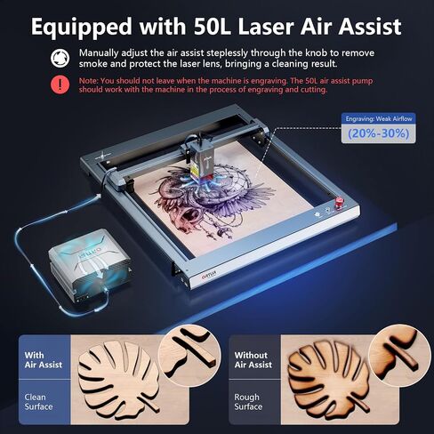 ORTUR Laser Master 3 with Foldable Feet FFT1.0 and Laser Rotary Chuck YRC1.0, 10000mW Output Laser Cutter, App Control Laser Engraver for Wood and Metal, Laser Class 4 in Kuwait