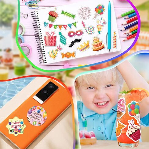 50pcs ملصقات عيد ميلاد سعيد للأطفال المراهقين فينيل مقاوم للماء ملصقات حفلة عيد ميلاد لطيفة لزجاجات المياه الكرتون ملصقات عيد ميلاد سعيد للهدية المحمول هيدروفاسك اليومية in Kuwait