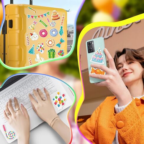 50pcs ملصقات عيد ميلاد سعيد للأطفال المراهقين فينيل مقاوم للماء ملصقات حفلة عيد ميلاد لطيفة لزجاجات المياه الكرتون ملصقات عيد ميلاد سعيد للهدية المحمول هيدروفاسك اليومية in Kuwait