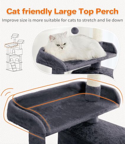 Made4Pets Cat Tree Tower 56in Cat Tower for Indoor Cats Kitten Tree Multi-Level Cat Tree with 2 Condo Furniture Activity Center with Scratching Posts Funny Toys Kittens Pet Play House, Dark Grey in Kuwait