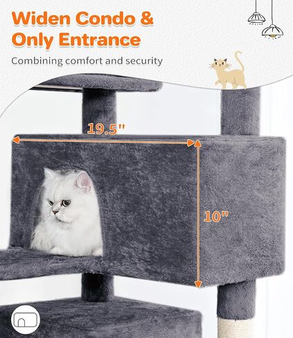Made4Pets Cat Tree Tower 56in Cat Tower for Indoor Cats Kitten Tree Multi-Level Cat Tree with 2 Condo Furniture Activity Center with Scratching Posts Funny Toys Kittens Pet Play House, Dark Grey in Kuwait