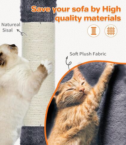 Made4Pets Cat Tree Tower 56in Cat Tower for Indoor Cats Kitten Tree Multi-Level Cat Tree with 2 Condo Furniture Activity Center with Scratching Posts Funny Toys Kittens Pet Play House, Dark Grey in Kuwait