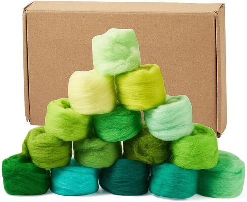 Beadthoven 8 Colors Felting Wool Roving 40G Curly Wool Needle Felting Wool Roving Yarn Kit Fiber Wool Roving for Doll Hair, Animals, DIY Hand Spinning, Wet Felting, Weaving Materials Warm Color in Saudi Arabia