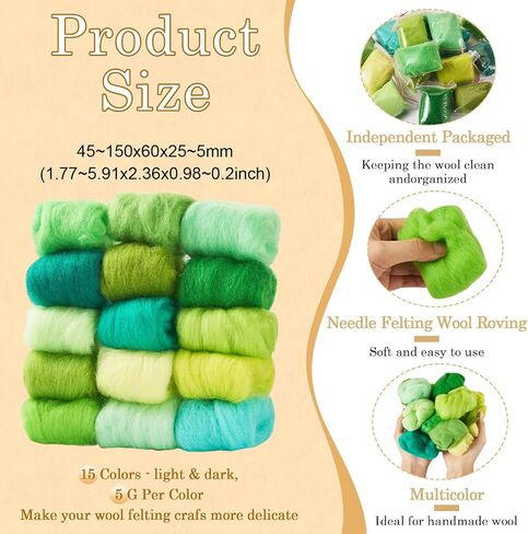 Beadthoven 8 Colors Felting Wool Roving 40G Curly Wool Needle Felting Wool Roving Yarn Kit Fiber Wool Roving for Doll Hair, Animals, DIY Hand Spinning, Wet Felting, Weaving Materials Warm Color in Saudi Arabia