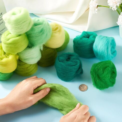 Beadthoven 8 Colors Felting Wool Roving 40G Curly Wool Needle Felting Wool Roving Yarn Kit Fiber Wool Roving for Doll Hair, Animals, DIY Hand Spinning, Wet Felting, Weaving Materials Warm Color in Saudi Arabia