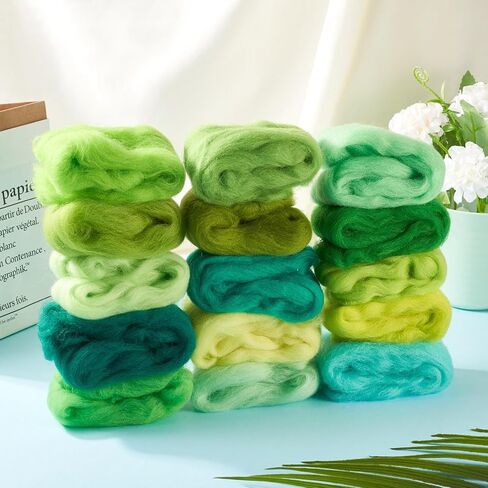 Beadthoven 8 Colors Felting Wool Roving 40G Curly Wool Needle Felting Wool Roving Yarn Kit Fiber Wool Roving for Doll Hair, Animals, DIY Hand Spinning, Wet Felting, Weaving Materials Warm Color in Saudi Arabia