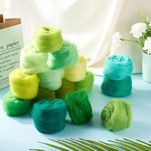 Beadthoven 8 Colors Felting Wool Roving 40G Curly Wool Needle Felting Wool Roving Yarn Kit Fiber Wool Roving for Doll Hair, Animals, DIY Hand Spinning, Wet Felting, Weaving Materials Warm Color in Saudi Arabia