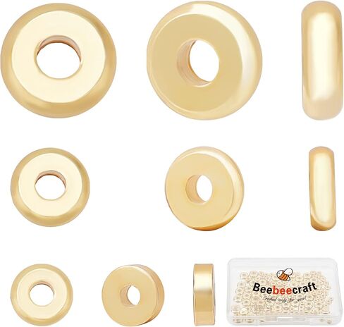 Beebeecraft 150Pcs 3 Size Flat Round Rondelle Spacer Beads 18K Gold Plated Disc Loose Jewelry Making Beads for DIY Bracelet Earring Necklace in Saudi Arabia