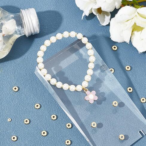 Beebeecraft 150Pcs 3 Size Flat Round Rondelle Spacer Beads 18K Gold Plated Disc Loose Jewelry Making Beads for DIY Bracelet Earring Necklace in Saudi Arabia