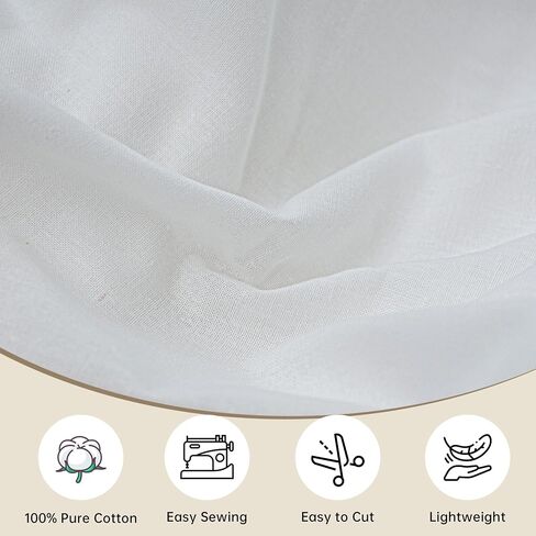 Simple&Opulence 100% Cotton Muslin Fabric, 59" inch Wide Soft, Breathable, and Versatile Material for Sewing, Crafts, and Home Decor (Bleached, 1 Yard) in Saudi Arabia