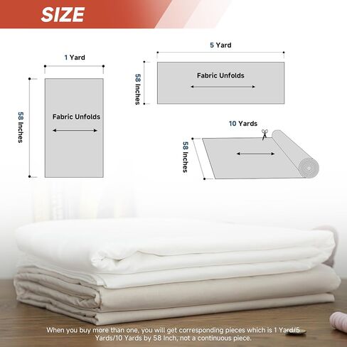 Simple&Opulence 100% Cotton Muslin Fabric, 59" inch Wide Soft, Breathable, and Versatile Material for Sewing, Crafts, and Home Decor (Bleached, 1 Yard) in Saudi Arabia