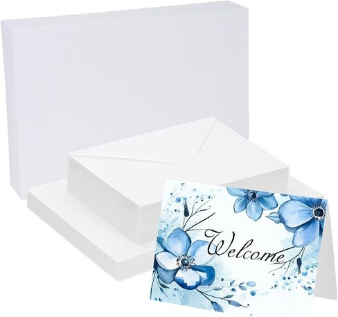 PATIKIL 25 Sets Pure Cotton Watercolor Cards 140lb/300 GSM Postcards with Envelopes for Art Painting Creative Thank Notes, 5x7 Inch Foldable Size(White Box) in Saudi Arabia