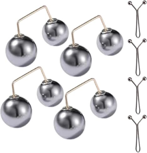 Safety Pins Sweater Shawl Clips,Faux Pearl Pins Brooch for Women Anti Exposure Neckline,Waist Adjuster for Hijab Loose T-Shirt Sleeves Collar Pants Hems Wedding Decor,8 Pieces (White) in Kuwait