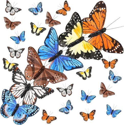 12PCS Colorful Butterfly Hair Clips - Monarch Feather Decorations for Halloween, Weddings, Garlands, Home Party Supplies in Kuwait