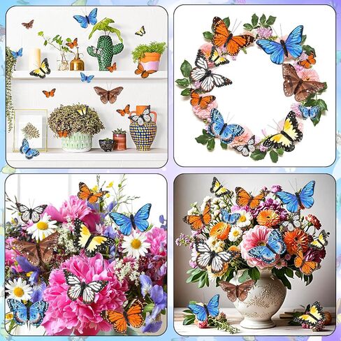 12PCS Colorful Butterfly Hair Clips - Monarch Feather Decorations for Halloween, Weddings, Garlands, Home Party Supplies in Kuwait