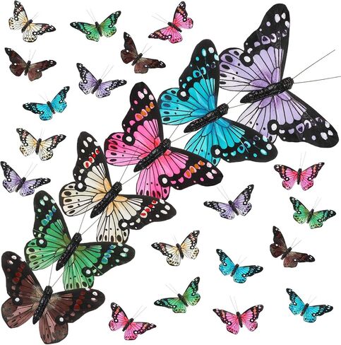 12PCS Colorful Butterfly Hair Clips - Monarch Feather Decorations for Halloween, Weddings, Garlands, Home Party Supplies in Kuwait