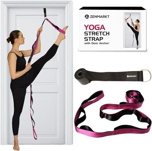 Yoga Strap with Loops and Door Anchor – Stretching Straps for Flexibility Training - Door Flexibility Trainer for All Levels – Yoga Bands for Stretching in Kuwait
