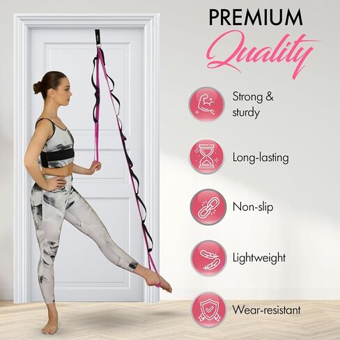 Yoga Strap with Loops and Door Anchor – Stretching Straps for Flexibility Training - Door Flexibility Trainer for All Levels – Yoga Bands for Stretching in Kuwait