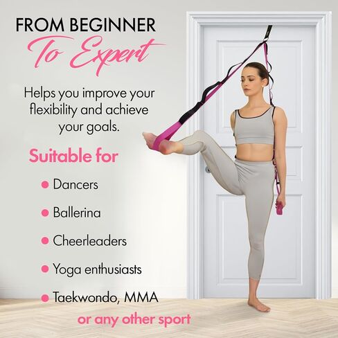 Yoga Strap with Loops and Door Anchor – Stretching Straps for Flexibility Training - Door Flexibility Trainer for All Levels – Yoga Bands for Stretching in Kuwait
