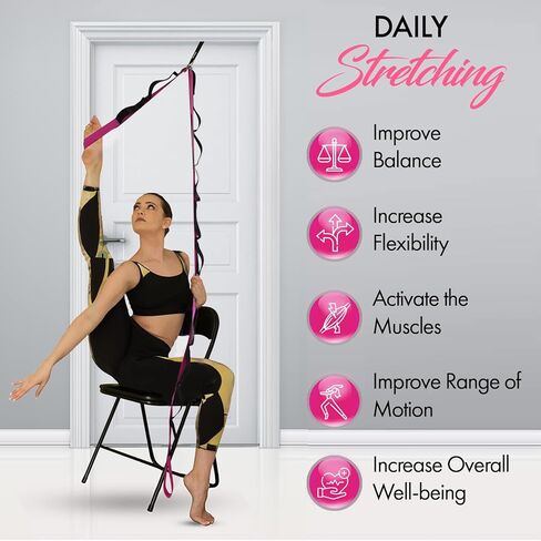 Yoga Strap with Loops and Door Anchor – Stretching Straps for Flexibility Training - Door Flexibility Trainer for All Levels – Yoga Bands for Stretching in Kuwait