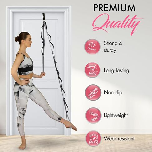 Yoga Strap with Loops and Door Anchor – Stretching Straps for Flexibility Training - Door Flexibility Trainer for All Levels – Yoga Bands for Stretching in Kuwait