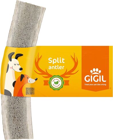 GIGIL Treat You Pet Like a King - 100% Natural Deer Split Antlers for Medium Dogs - Premium Elk Antlers - Long Lasting Dog Chew Toy - Naturally Shed and Organic Antlers for Dogs - Size M in Saudi Arabia