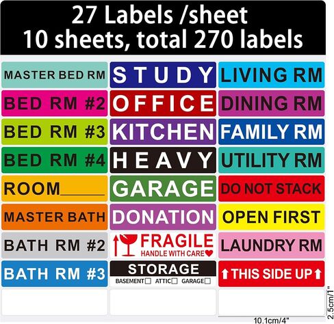 Hybsk 1x4 inch Large Home Moving Labels for Boxes Apartment Moving Helper Packing Fragile Furniture Labels (Type 1) in Saudi Arabia