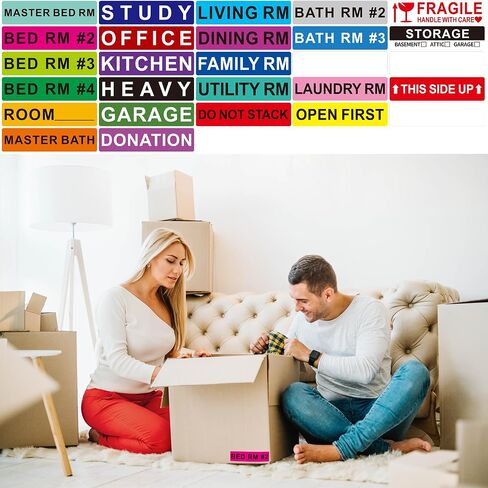 Hybsk 1x4 inch Large Home Moving Labels for Boxes Apartment Moving Helper Packing Fragile Furniture Labels (Type 1) in Saudi Arabia