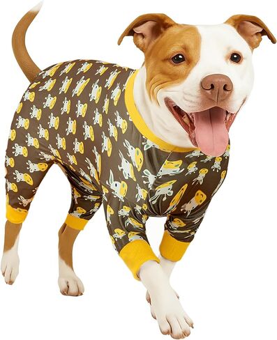LovinPet Dog Pajamas for Medium Dogs, Wound Care, Surgery Recovery Cotton Pullover Dog Pajamas, Cozy Stretchy Fabric, Giraffe Print, Onesie for Large Dogs Pitbull Party Clothes, Pet Costume,Large in Saudi Arabia