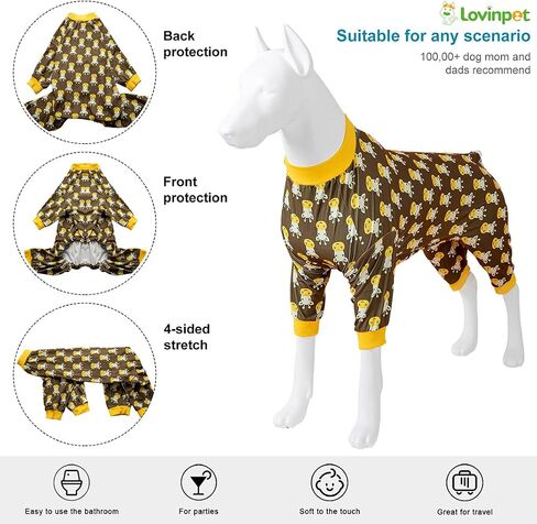 LovinPet Dog Pajamas for Medium Dogs, Wound Care, Surgery Recovery Cotton Pullover Dog Pajamas, Cozy Stretchy Fabric, Giraffe Print, Onesie for Large Dogs Pitbull Party Clothes, Pet Costume,Large in Saudi Arabia