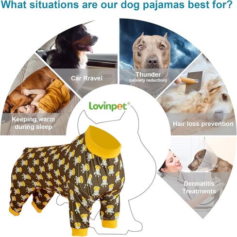 LovinPet Dog Pajamas for Medium Dogs, Wound Care, Surgery Recovery Cotton Pullover Dog Pajamas, Cozy Stretchy Fabric, Giraffe Print, Onesie for Large Dogs Pitbull Party Clothes, Pet Costume,Large in Saudi Arabia