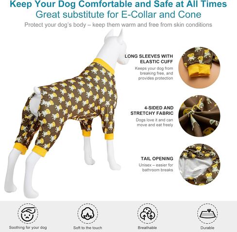 LovinPet Dog Pajamas for Medium Dogs, Wound Care, Surgery Recovery Cotton Pullover Dog Pajamas, Cozy Stretchy Fabric, Giraffe Print, Onesie for Large Dogs Pitbull Party Clothes, Pet Costume,Large in Saudi Arabia