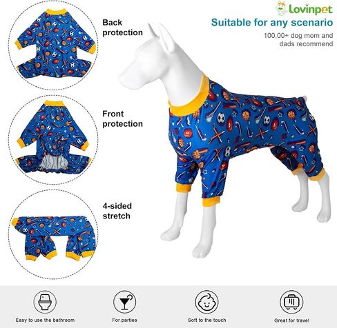 LovinPet Dog Pajamas for Medium Dogs, Wound Care, Surgery Recovery Cotton Pullover Dog Pajamas, Cozy Stretchy Fabric, Giraffe Print, Onesie for Large Dogs Pitbull Party Clothes, Pet Costume,Large in Saudi Arabia