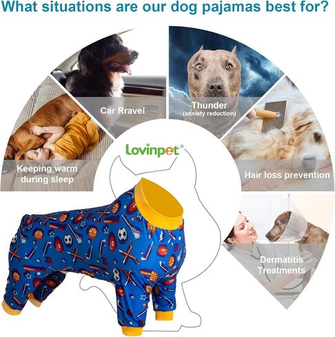 LovinPet Dog Pajamas for Medium Dogs, Wound Care, Surgery Recovery Cotton Pullover Dog Pajamas, Cozy Stretchy Fabric, Giraffe Print, Onesie for Large Dogs Pitbull Party Clothes, Pet Costume,Large in Saudi Arabia