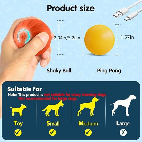 Shaky Ball Vibrating Dog Toy - Automatic Moving Ball for Small, Medium, Large Dogs (Orange) in Kuwait