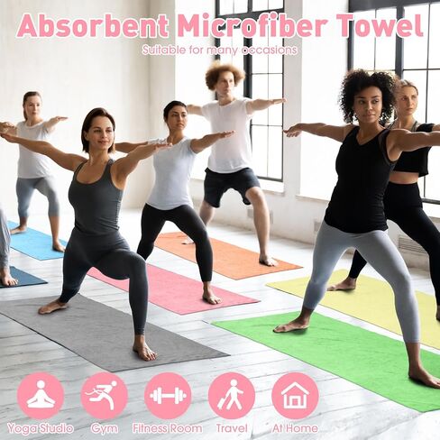 6 Pcs Yoga Towel Non Slip Hot Yoga Mat Towel Bulk Mat Sized 27" x 72" Microfiber Anti Slip Absorbent Multicolor Yoga Towel Wicking Pilates Towels for Women Men Hot Yoga, Pilates, Workout in Saudi Arabia