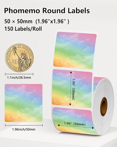 4 Rolls Phomemo M220 M110 Labels, Party Event Stickers, 1.96’’ x 1.96’’ Color Thermal Lable Compatible with Phomemo M110 M220 M221 M120 M200 M250 M150 Printer in Saudi Arabia
