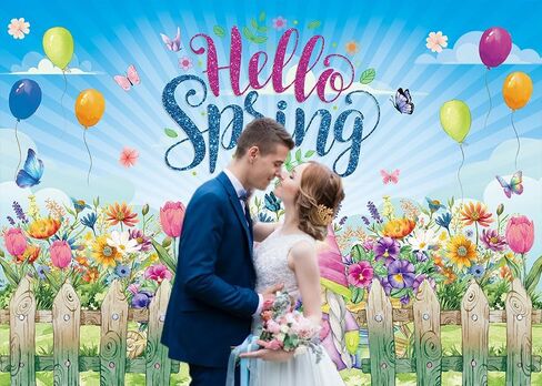 Hello Spring Backdrop 6x4FT Spring Gnome Tulips Daisy Flowers Photography Background Easter Party Decorations for Holiday Photo Prop Booth Indoor Outdoor in Saudi Arabia