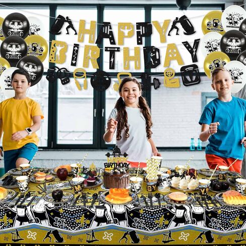 KEFAN Gym Party Decorations, Gym Birthday Party Supplies Packs, Weight Lifting Sports Fitness Party Supplies including HAPPY BIRTHDAY Banner, Plates, Balloons, Gym Party Set Serves 20 (Banner) in Saudi Arabia