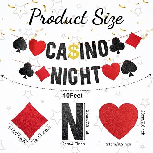 Sherr Poker Party Banner Pre-strung Poker Sign Banner Hanging Dice Garland for Game Night Bachelorette Theme Party Decorations Graduation Supplies (Bright Style) in Saudi Arabia