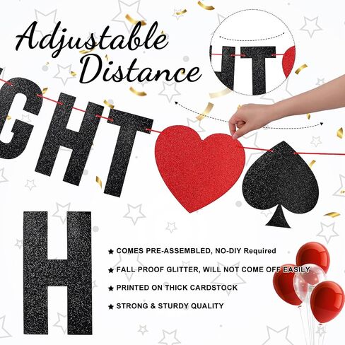 Sherr Poker Party Banner Pre-strung Poker Sign Banner Hanging Dice Garland for Game Night Bachelorette Theme Party Decorations Graduation Supplies (Bright Style) in Saudi Arabia