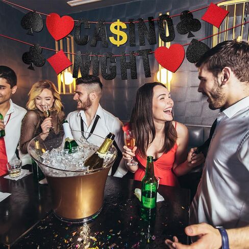 Sherr Poker Party Banner Pre-strung Poker Sign Banner Hanging Dice Garland for Game Night Bachelorette Theme Party Decorations Graduation Supplies (Bright Style) in Saudi Arabia