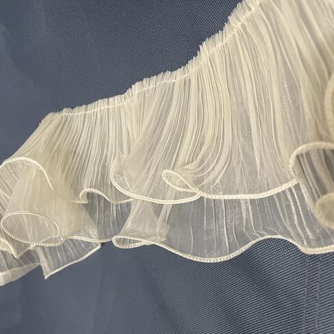 3 Yards Ruffle Pleated Chiffon Trim Two Layer Trimmer Dress Bag Decoration Tulle Fabric Applique Craft Sewing (Peach) in Kuwait