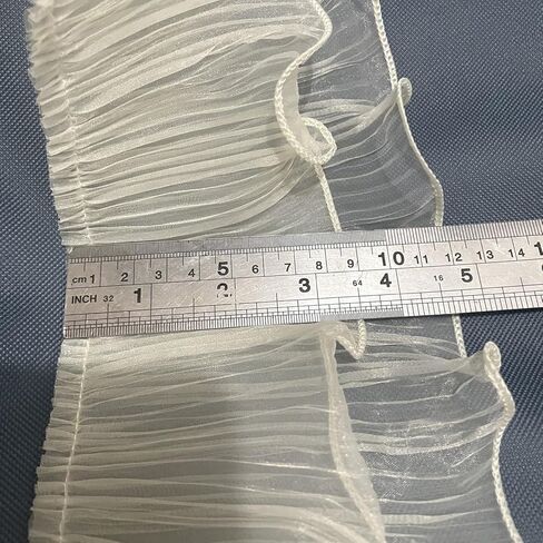 3 Yards Ruffle Pleated Chiffon Trim Two Layer Trimmer Dress Bag Decoration Tulle Fabric Applique Craft Sewing (Peach) in Kuwait